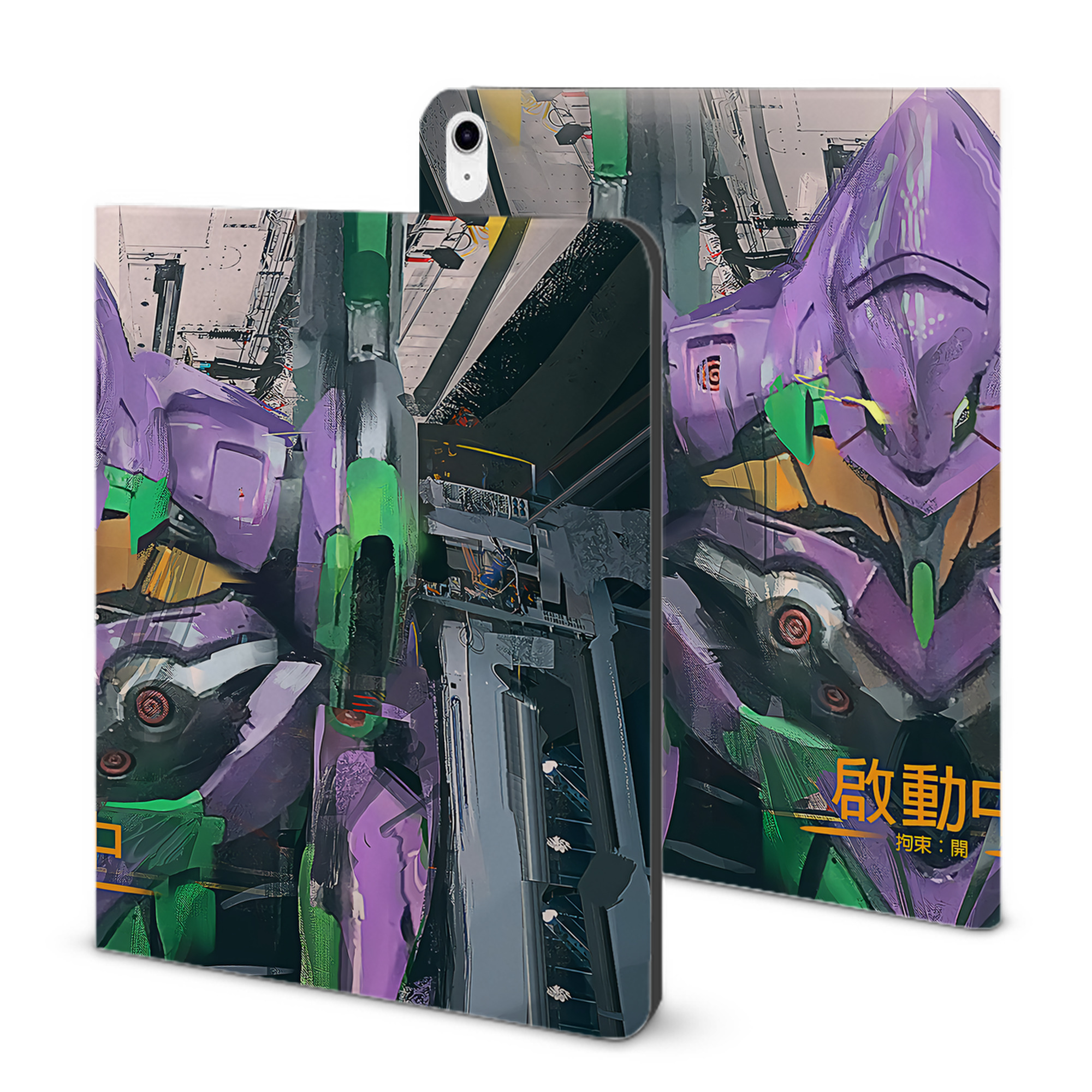 （画像用） EVA 新世紀エヴァンゲリオン IPad ケース ブック型 PUレザー TPU 耐衝撃 軽量 薄型 ペン収納なし 全面保護 IPad 各モデル対応